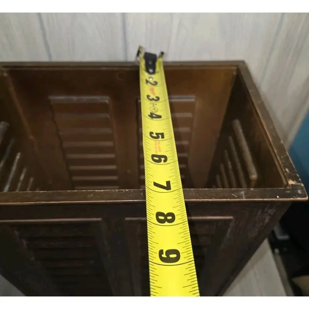 Vintage 1970s Faux Wood Trash Can Retro Bathroom Office Man Cave Bar Groovy